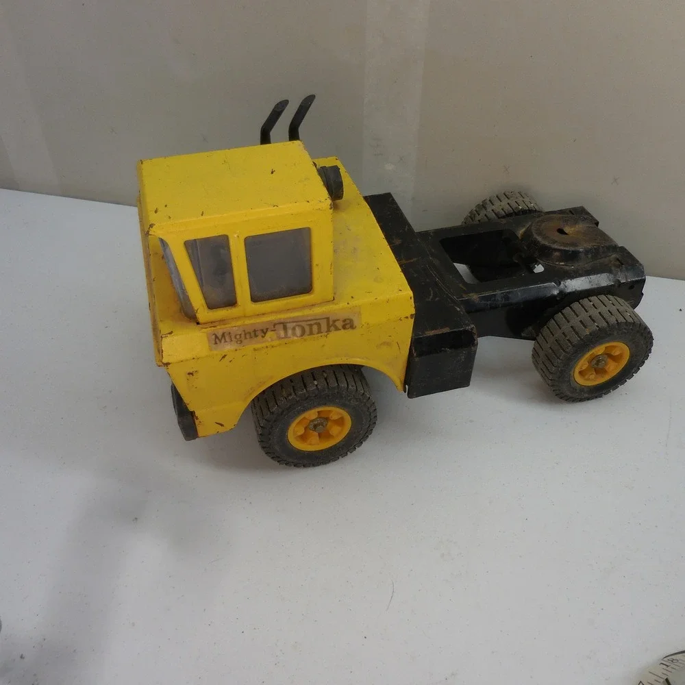 VTG Mighty Tonka Semi Truck Cab Front Bottom Dump Steel Yellow 1970s USA Made